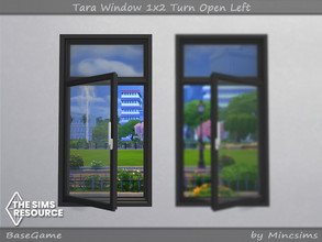 Sims 4 — Tara Window 1x2 Turn Open Left by Mincsims — for short wall 8 swatches