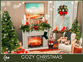 Sims 4 — Cozy Christmas Living Room | TSR only CC by Summerr_Plays — A cozy little room all decorated for the holidays.