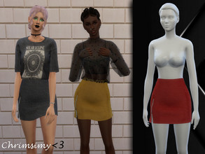 Sims 4 — Leather Zipped Skirt by chrimsimy — A leather skirt with a zipper on the side! Comes in different leather