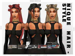 Sims 4 — LeahLillith Nique Hairstyle by Leah_Lillith — Nique Hairstyle All LODs Smooth bones Custom CAS thumbnail Works