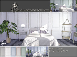 Sims 4 — French Apartment Wallpaper by Moniamay72 — French Apartment Wallpaper 15 swatches - 3 wall sizes. On the base