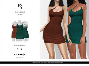 Sims 3 — Asymmetric One Shoulder Ruched Mini Dress by Bill_Sims — This mini dress features an asymmetric one shoulder