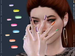 Sims 4 — Splendour nails by sugar_owl — Female long three-colored matte nails with pearls. Fingernails category. - new