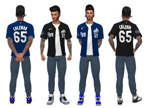 Sims 4 — MLB KC Royals Blue And Black Jersey by AeroJay — - Clothing For Adult - 2 Swatches - City Living Required -