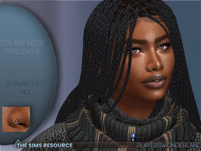 Sims 4 — Double Nose Piercing R by PlayersWonderland — This double nose piercing features 3 metallic colors, HQ textures