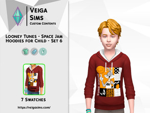 Sims 4 — Looney Tunes - Space Jam Hoodie for Child - Set 6 by David_Mtv2 — Available in 7 swatches for child only. -