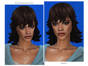 Sims 4 — Maxine Hairstyle by -Merci- — New Maxis Match Hairstyle for Sims4. -24 EA Colours. -For female, teen-elder.