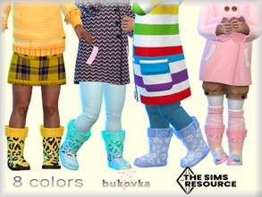 Sims 4 — Rubber Boots Predatory print  by bukovka — Rubber boots with a predatory print for todler girls. Installed
