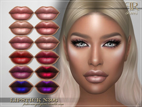 Sims 4 — Lipstick N306 by FashionRoyaltySims — Standalone Custom thumbnail 12 color options HQ texture Compatible with HQ