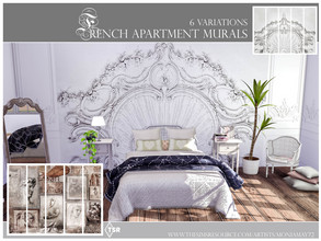 Sims 4 — French Apartment Mural by Moniamay72 — French Apartment Murals 6 variations - 3 wall sizes. On the base game.