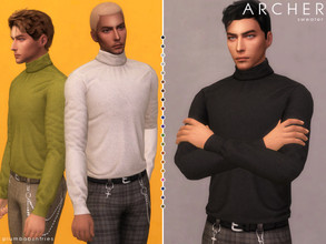 Sims 4 — ARCHER | sweater by Plumbobs_n_Fries —  Fitted Turtleneck Sweater New Mesh HQ Texture Male | Teen - Elders Cold