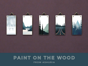 Sims 4 — Paint on Wood by Ashuria — 5 Different pictures. Requires the free Holiday pack.