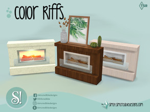 Sims 4 — Color Riffs fireplace by SIMcredible! — by SIMcredibledesigns.com available at TSR 3 colors variations