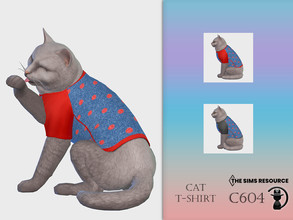 Sims 4 — Cat T-shirt C604 by turksimmer — 2 Swatches Compatible with HQ mod Works with all of skins Custom Thumbnail All