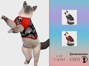 Sims 4 — Cat T-shirt C605 by turksimmer — 2 Swatches Compatible with HQ mod Works with all of skins Custom Thumbnail All