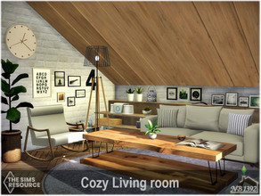 Sims 4 — Cozy Living room (CC only TSR) by nobody13922 — A cozy, bright living room with lots of plants and pictures.