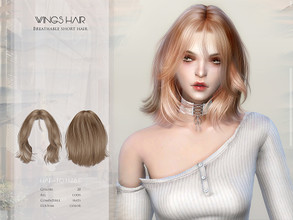 Sims 4 — WINGS-TO1128-Breathable short hair by wingssims — Colors:20 All lods Compatible hats Support custom editing hair