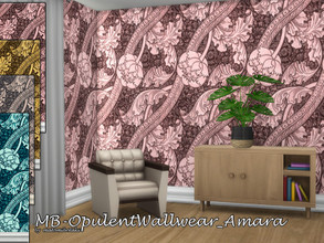Sims 4 — MB-OpulentWallwear_Amara by matomibotaki — MB-OpulentWallwear_Amara elegant wallpaper with floral design, comes