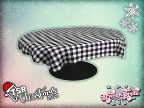 Sims 4 — TSR Christmas 2021 Country Christmas Dining - Table Cloth by ArwenKaboom — Base game table cloth made for TSR