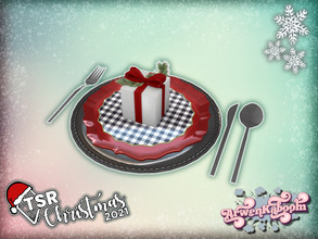 Sims 4 — TSR Christmas 2021 Country Christmas Dining - Plate Setting by ArwenKaboom — Base game plate setting made for