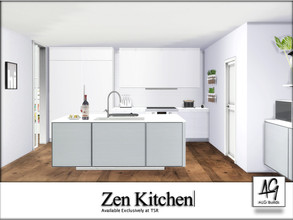 Sims 4 — Zen Kitchen by ALGbuilds — Zen Kitchen comes with a bonus large pantry. Your Sims family will enjoy this calm