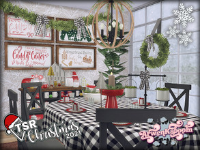 Sims 4 — TSR Christmas 2021 Country Christmas Dining by ArwenKaboom — Country Christmas dining room made for TSR