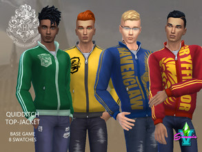 Sims 4 — Hogwarts Quidditch Top by SimmieV — A sporty top for your quidditch fans of teammates. Two designs for each of