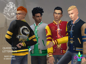 Sims 4 — Hogwarts Quidditch Letterman by SimmieV — Show your support for your favorite Hogwarts quidditch teams with