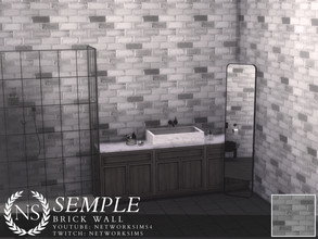 Sims 4 — Semple Brick Wall by networksims — A greyscale brick wall, with raised grouting.
