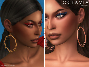 Sims 4 — OCTAVIA | earrings by Plumbobs_n_Fries — Double Octagonal Hoop Drop Earrings New Mesh HQ Texture Female | Teen -