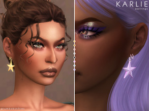 Sims 4 — KARLIE | earrings by Plumbobs_n_Fries — Star Shaped Drop Earrings with Double Hoops New Mesh HQ Texture Female |