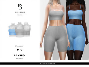 Sims 4 — Square Neck Crop Top by Bill_Sims — This top features a jersey fabric with a square neck and a cropped fit! -