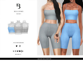 Sims 3 — Square Neck Crop Top by Bill_Sims — This top features a jersey fabric with a square neck and a cropped fit! -