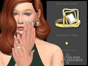 Sims 4 — Cocktail Ring by Glitterberryfly — A fancy gold cocktail ring