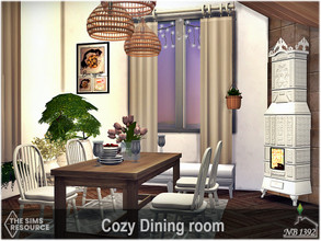 Sims 4 — Cozy Dining room (CC only TSR) by nobody13922 — Small, bright and cozy dining room with fireplace. Ideal for