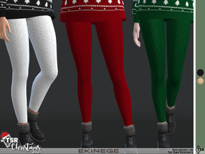 Sims 4 — TSR Christmas 2021 - Wool Cashmere Leggings by ekinege — Cable knit print leggings. 5 different colors. Add