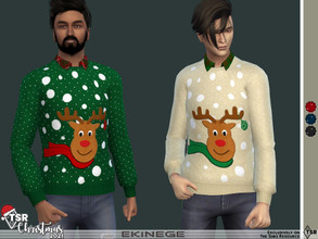 Sims 4 — TSR Christmas 2021 - Jumper 1 by ekinege — Christmas jumper with knitted design. Long sleeves, Round neck. 5
