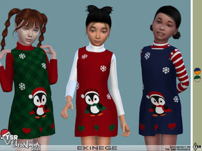 Sims 4 — TSR Christmas 2021 - Dress by ekinege — Applique dress with tshirt. 5 different colors. Add color to your sims