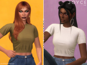 Sims 4 — JOYCE | top by Plumbobs_n_Fries — Short Sleeve T-Shirt New Mesh HQ Texture Female | Teen - Elders Hot Weather