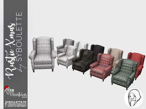 Sims 4 — RusticXmas - Armchair by Syboubou — This is a very comfy armchair with neutral fabric or christmas pattern.