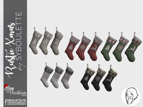 Sims 4 — RusticXmas - Stockings by Syboubou — Those are cute embroidered stockings to hang. They will particularly match