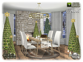 Sims 4 — Fessel christmas dining room by jomsims — Fessel christmas dining room in this Christmas-themed diving room.