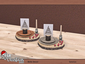 Sims 4 — TSR Christmas 2021. Bella Decor. Plates by soloriya — Plates on a wooden tray with a decorative candle. Part of