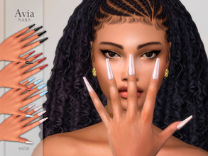 Sims 4 — Avia Nails by Suzue — -New Mesh (Suzue) -15 Swatches -For Female (Teen to Elder) -Nails Category -HQ Compatible