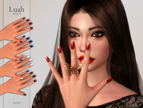 Sims 4 — Luah Nails by Suzue — -New Mesh (Suzue) -15 Swatches -For Female (Teen to Elder) -Nails Category -HQ Compatible