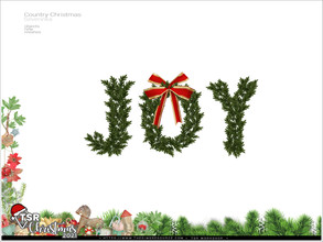 Sims 4 — TSR Christmas 2021 - Country Christmas - JOY wall decor by Severinka_ — JOY wall firtree branches decor From the
