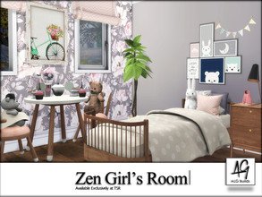 Sims 4 — Zen Girls Room by ALGbuilds — Really cute girl room for your little Sims girls to relax, have fun and play tea