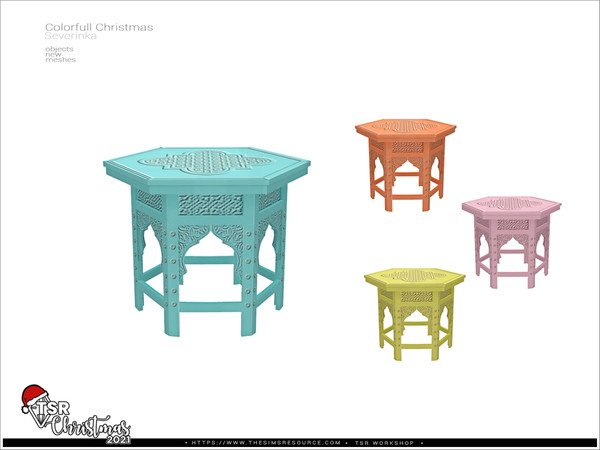 Sims 4 — TSR Christmas 2021 - Colorfull Christmas - coffee table by Severinka_ — Carved coffee table in the Moroccan