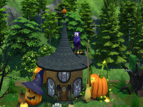 Sims 4 — Retail (Pumpkin Witch Hat) by susancho932 — Up in the hill lies a magical shop containing books of spells,