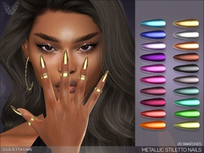 Sims 4 — Metallic Stiletto Nails by feyona — Metallic Stiletto Nails come in 20 colors. * 20 swatches * Base game